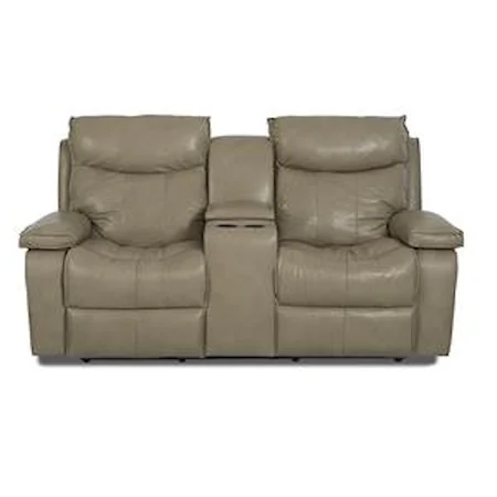 Contemporary Power Console Reclining Loveseat
